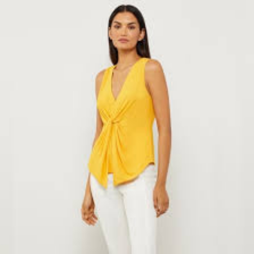 BCBG Yellow Knot Top